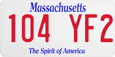 MA license plate 104YF2