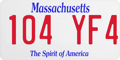 MA license plate 104YF4