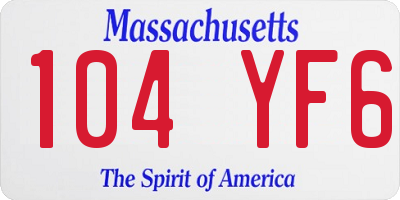 MA license plate 104YF6