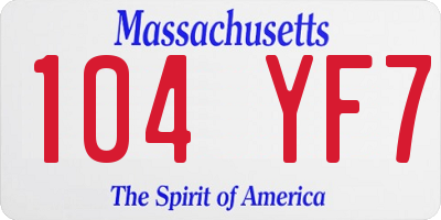 MA license plate 104YF7