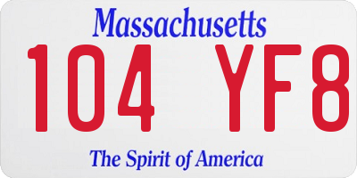 MA license plate 104YF8