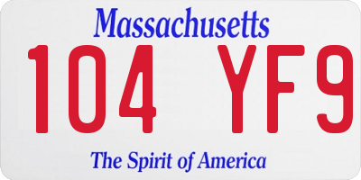 MA license plate 104YF9