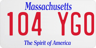 MA license plate 104YG0