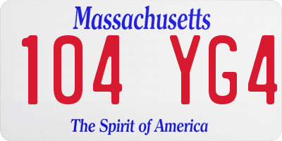 MA license plate 104YG4