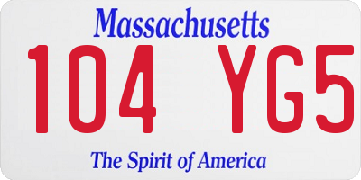 MA license plate 104YG5
