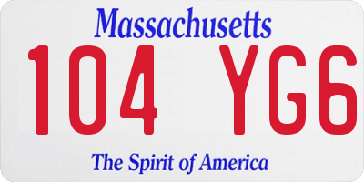 MA license plate 104YG6