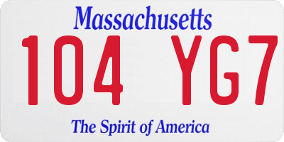 MA license plate 104YG7