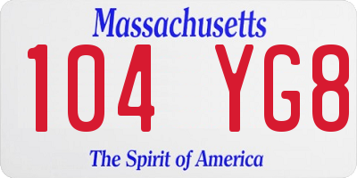 MA license plate 104YG8