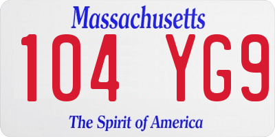 MA license plate 104YG9