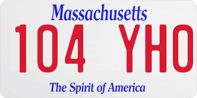 MA license plate 104YH0