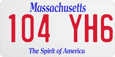 MA license plate 104YH6