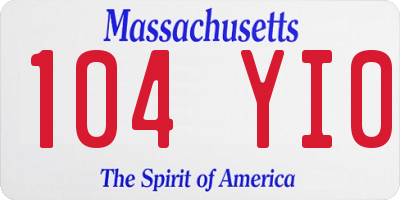 MA license plate 104YI0