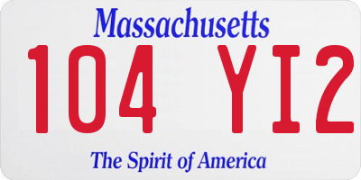 MA license plate 104YI2