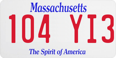 MA license plate 104YI3