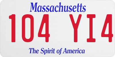 MA license plate 104YI4