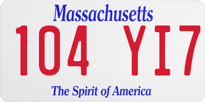 MA license plate 104YI7