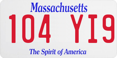 MA license plate 104YI9