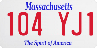 MA license plate 104YJ1