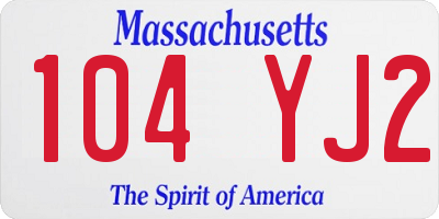 MA license plate 104YJ2