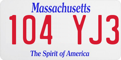 MA license plate 104YJ3