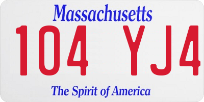 MA license plate 104YJ4