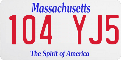 MA license plate 104YJ5