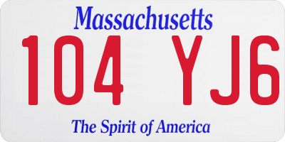 MA license plate 104YJ6