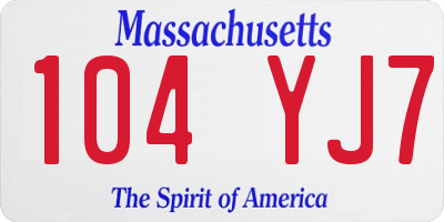 MA license plate 104YJ7