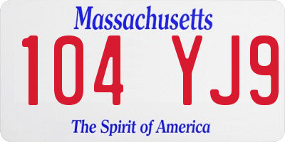 MA license plate 104YJ9