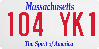 MA license plate 104YK1