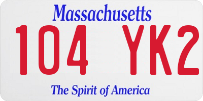 MA license plate 104YK2