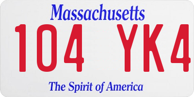 MA license plate 104YK4