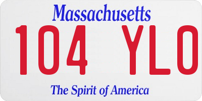 MA license plate 104YL0