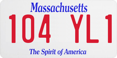 MA license plate 104YL1