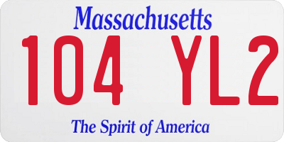 MA license plate 104YL2