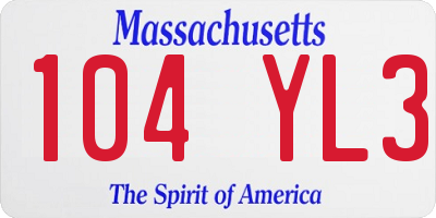 MA license plate 104YL3