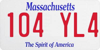 MA license plate 104YL4