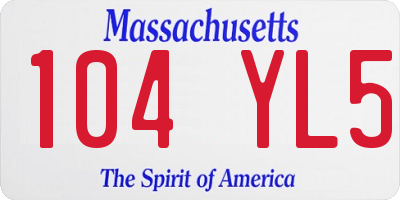 MA license plate 104YL5