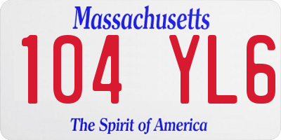 MA license plate 104YL6