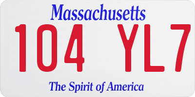 MA license plate 104YL7