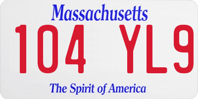 MA license plate 104YL9