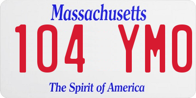 MA license plate 104YM0