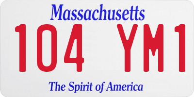 MA license plate 104YM1