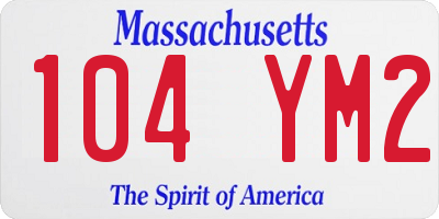 MA license plate 104YM2