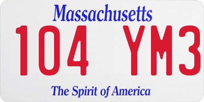 MA license plate 104YM3