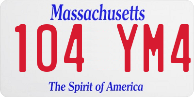 MA license plate 104YM4