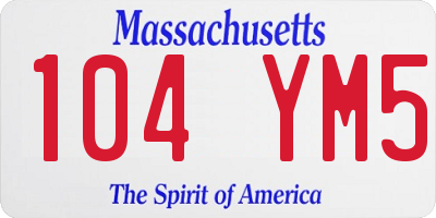 MA license plate 104YM5