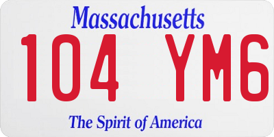 MA license plate 104YM6