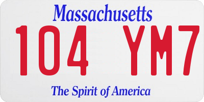 MA license plate 104YM7