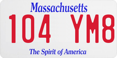 MA license plate 104YM8